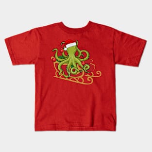 Christmas Kraken Sleigh Kids T-Shirt